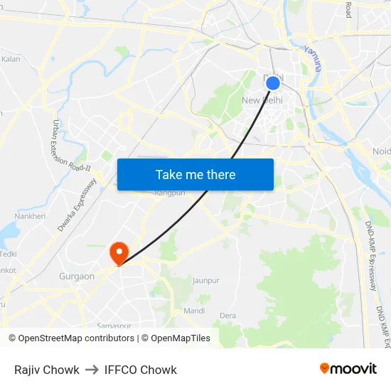 Rajiv Chowk to IFFCO Chowk map