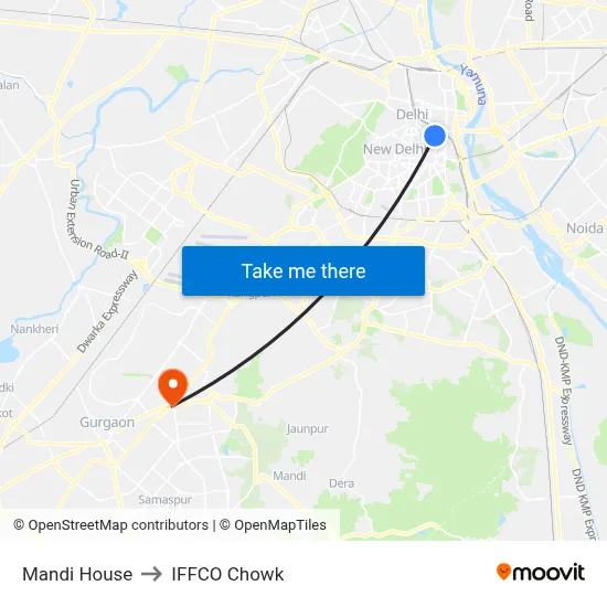 Mandi House to IFFCO Chowk map