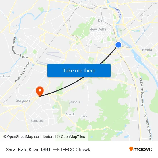 Sarai Kale Khan ISBT to IFFCO Chowk map