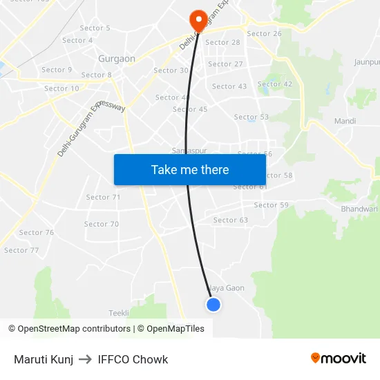 Maruti Kunj to IFFCO Chowk map