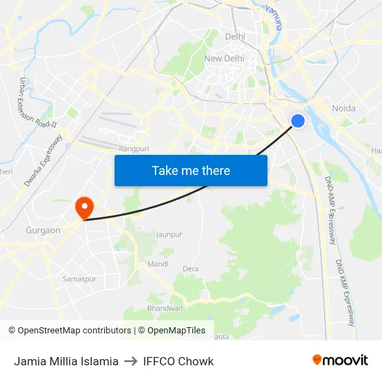 Jamia Millia Islamia to IFFCO Chowk map