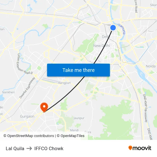 Lal Quila to IFFCO Chowk map