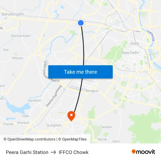 Peera Garhi Station to IFFCO Chowk map
