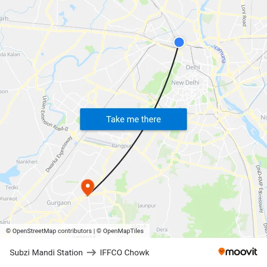 Subzi Mandi Station to IFFCO Chowk map