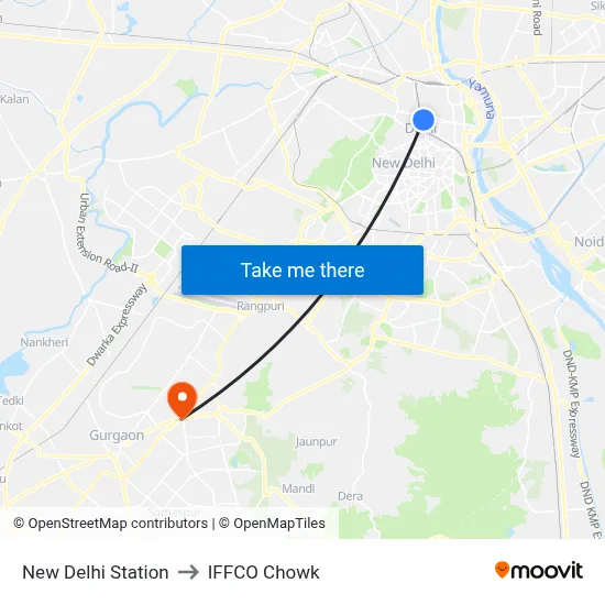 New Delhi Station to IFFCO Chowk map