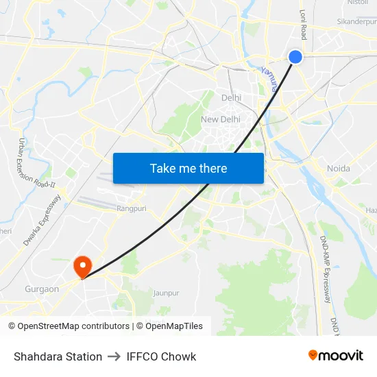 Shahdara Station to IFFCO Chowk map