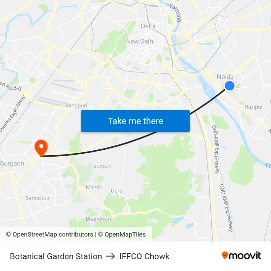 Botanical Garden Station to IFFCO Chowk map