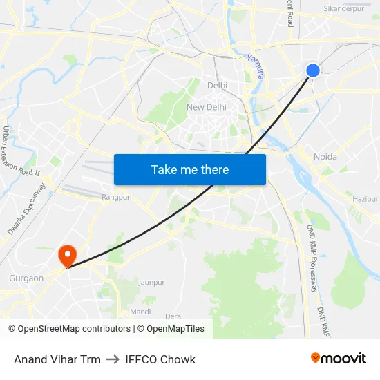 Anand Vihar Trm to IFFCO Chowk map