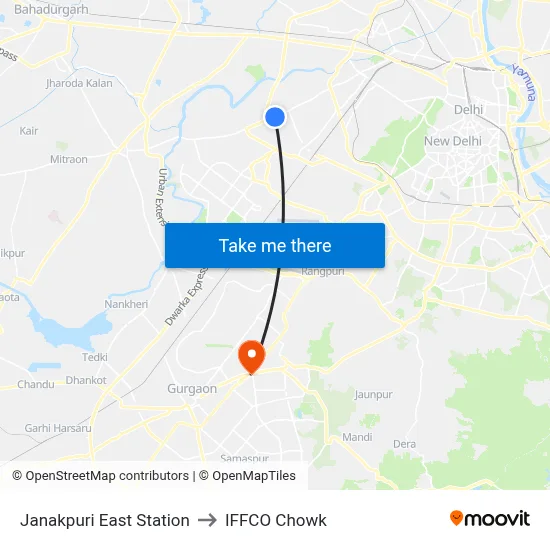 Janakpuri East Station to IFFCO Chowk map