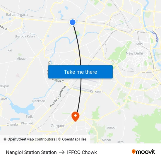 Nangloi Station Station to IFFCO Chowk map