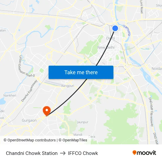 Chandni Chowk Station to IFFCO Chowk map