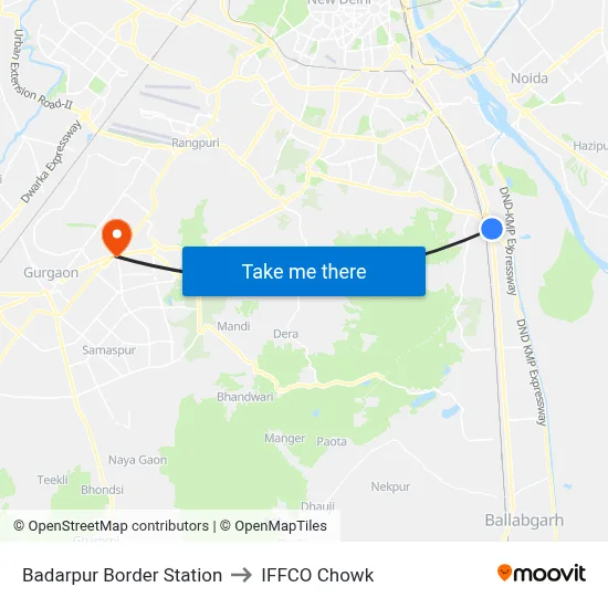 Badarpur Border Station to IFFCO Chowk map