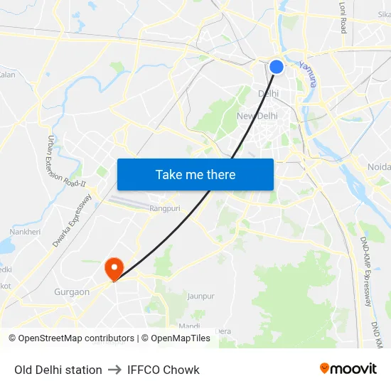 Old Delhi station to IFFCO Chowk map