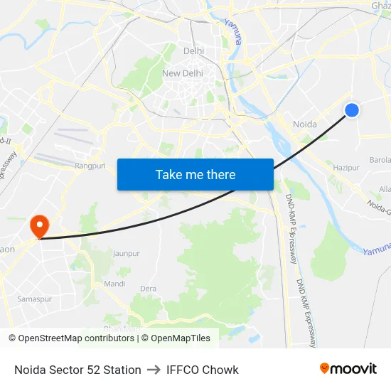 Noida Sector 52 Station to IFFCO Chowk map