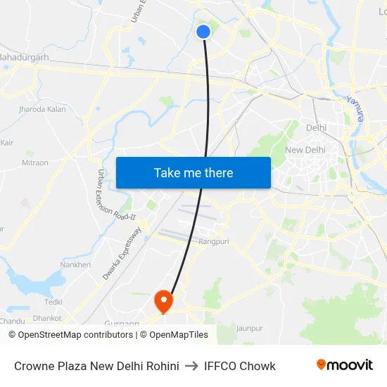 Crowne Plaza New Delhi Rohini to IFFCO Chowk map