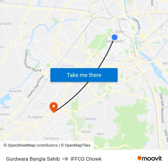 Gurdwara Bangla Sahib to IFFCO Chowk map