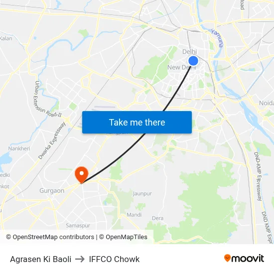 Agrasen Ki Baoli to IFFCO Chowk map