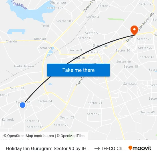 Holiday Inn Gurugram Sector 90 by IHG, Gurgaon to IFFCO Chowk map