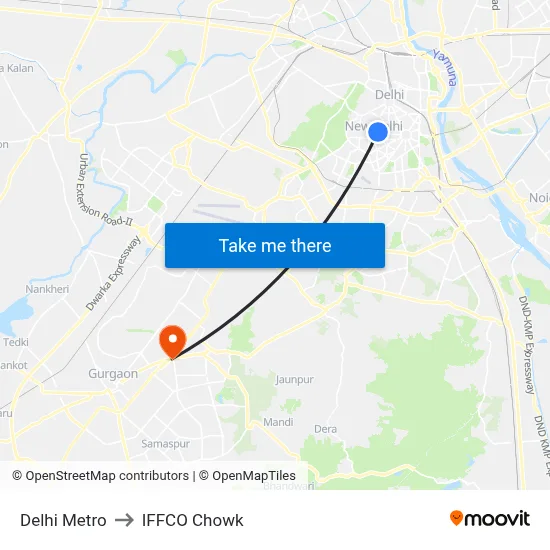 Delhi Metro to IFFCO Chowk map