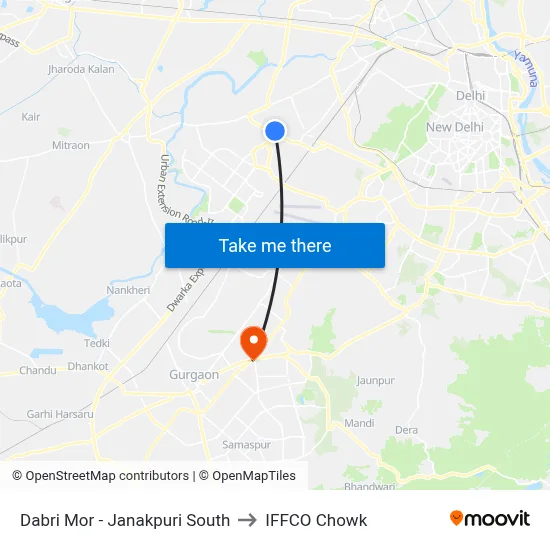Dabri Mor - Janakpuri South to IFFCO Chowk map