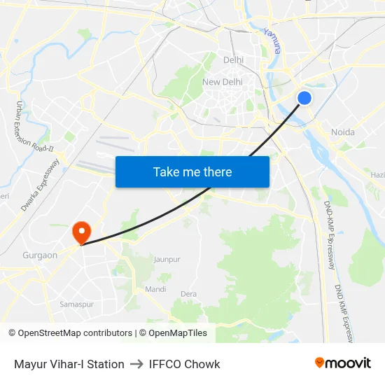 Mayur Vihar-I Station to IFFCO Chowk map