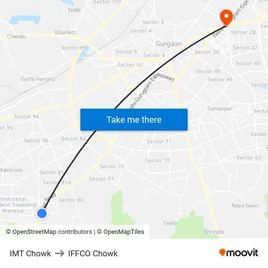 IMT Chowk to IFFCO Chowk map
