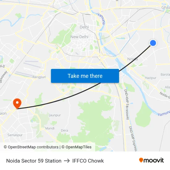 Noida Sector 59 Station to IFFCO Chowk map