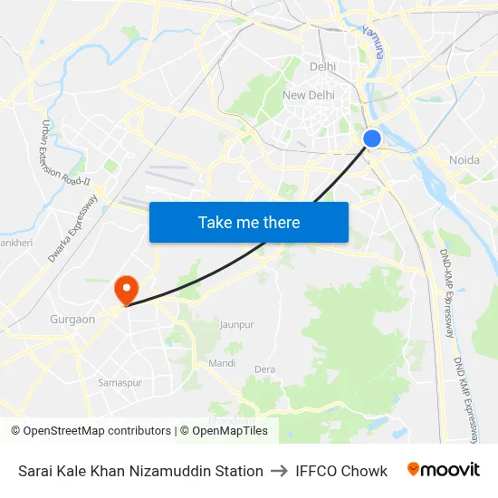 Sarai Kale Khan Nizamuddin Station to IFFCO Chowk map
