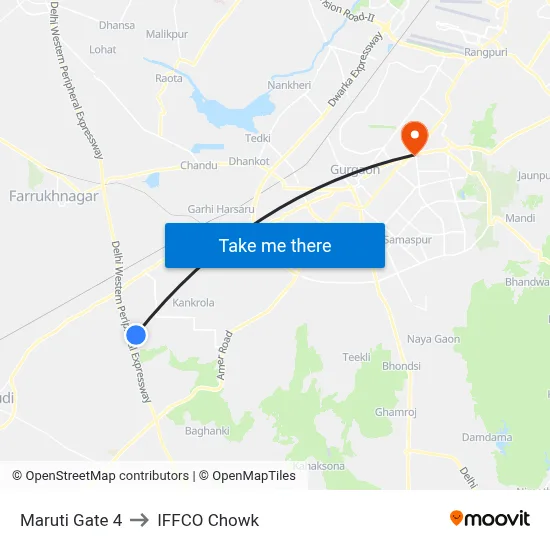 Maruti Gate 4 to IFFCO Chowk map