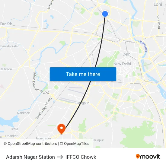 Adarsh Nagar Station to IFFCO Chowk map