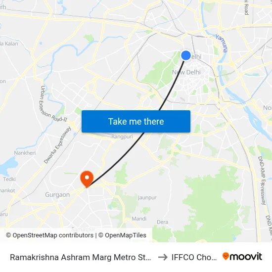Ramakrishna Ashram Marg Metro Station to IFFCO Chowk map