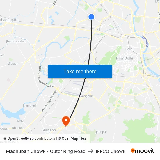 Madhuban Chowk / Outer Ring Road to IFFCO Chowk map