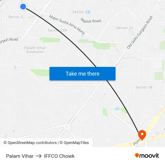 Palam Vihar to IFFCO Chowk map