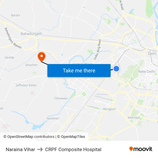 Naraina Vihar to CRPF Composite Hospital map