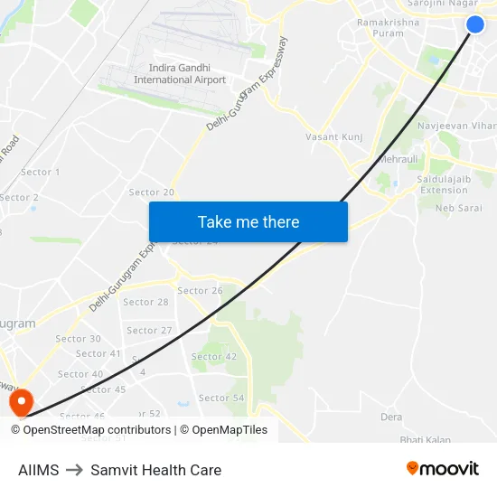 AIIMS to Samvit Health Care map