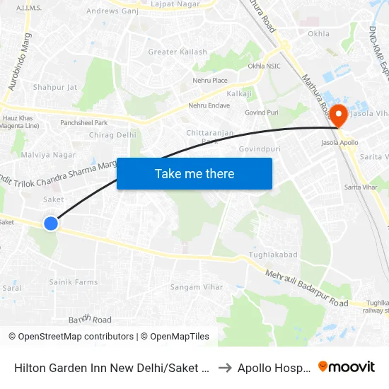 Hilton Garden Inn New Delhi/Saket Hotel to Apollo Hospital map