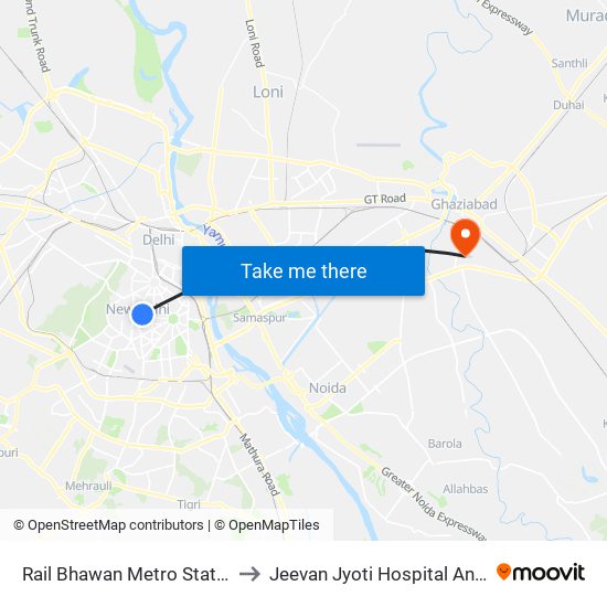 Rail Bhawan Metro Station / Krishi Bhawan to Jeevan Jyoti Hospital And Diagnostic Centre map