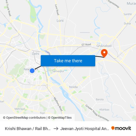 Krishi Bhawan / Rail Bhawan Metro Station to Jeevan Jyoti Hospital And Diagnostic Centre map