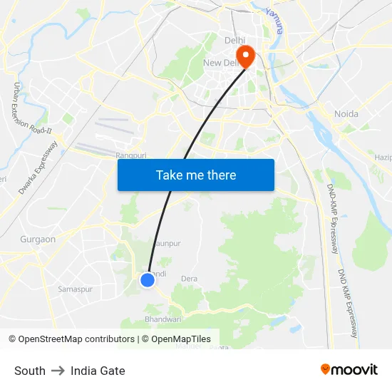 South to India Gate map