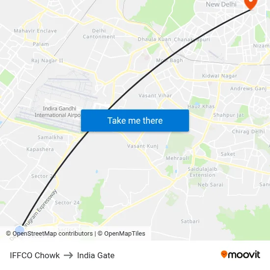 IFFCO Chowk to India Gate map
