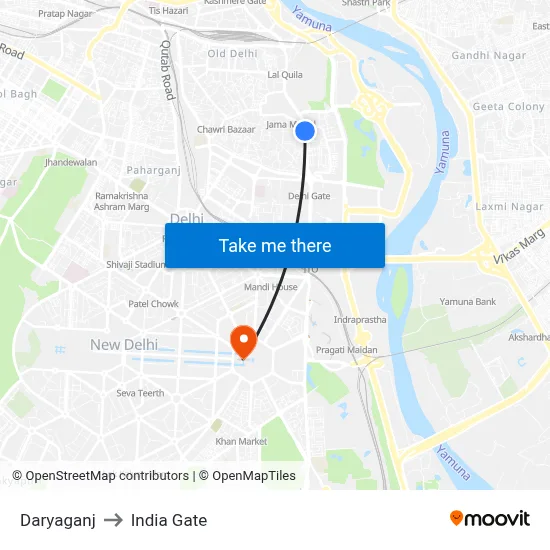 Daryaganj to India Gate map