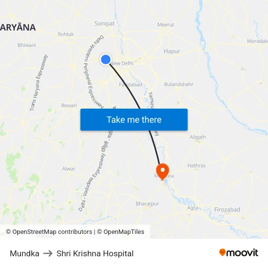Mundka to Shri Krishna Hospital map