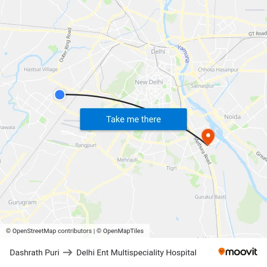Dashrath Puri to Delhi Ent Multispeciality Hospital map