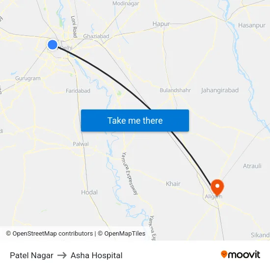 Patel Nagar to Asha Hospital map