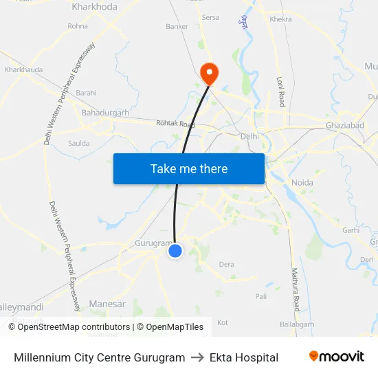 Millennium City Centre Gurugram to Ekta Hospital map
