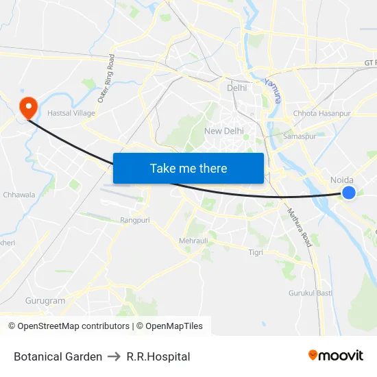Botanical Garden to R.R.Hospital map