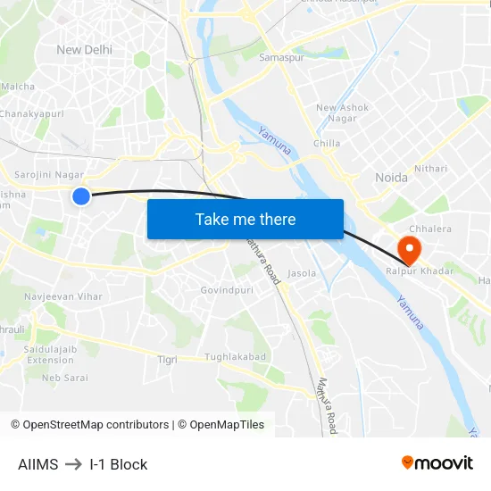 AIIMS to I-1 Block map
