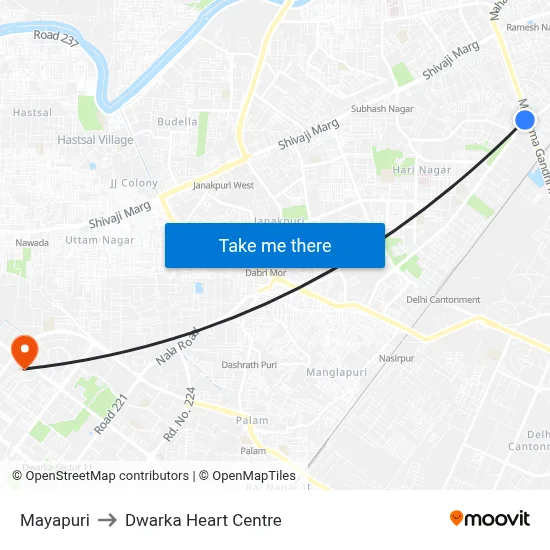 Mayapuri to Dwarka Heart Centre map