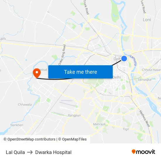 Lal Quila to Dwarka Hospital map