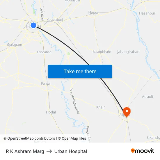 R K Ashram Marg to Urban Hospital map